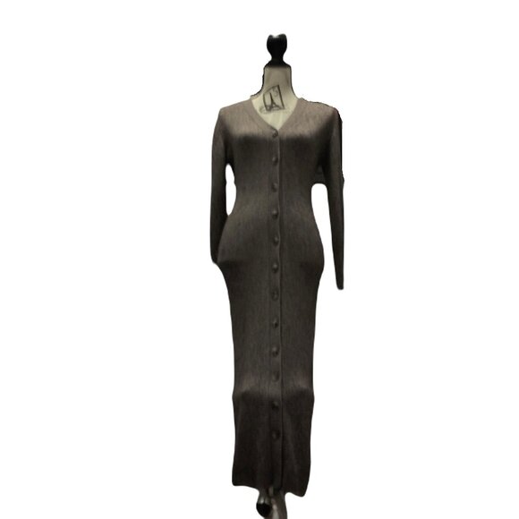 Ronny Kobo Vianne Knit Long Sleeve V-Neck Button Front Midi sweater dress size M - Picture 2 of 5